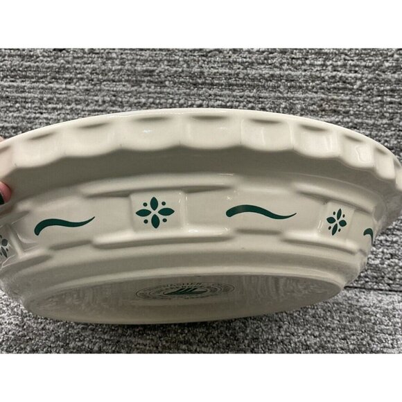 Longaberger Pottery Woven Traditions Heritage Green 10" Pie Baking Dish / Plate - Picture 7 of 9